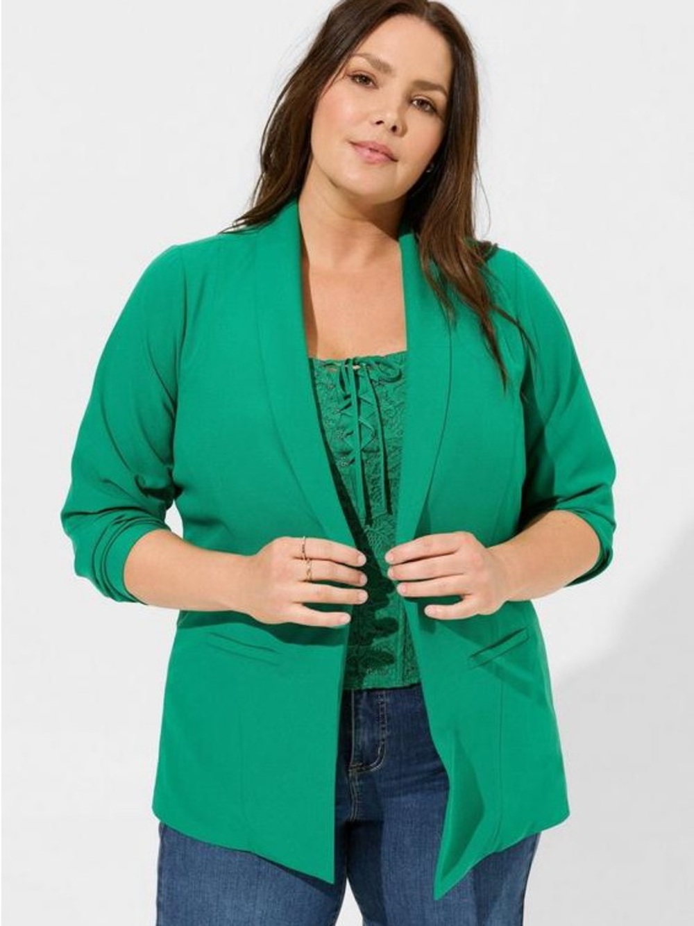 torrid Emerald Green Plus Size Open Blazer